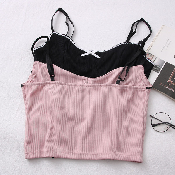 Maieu casual de damă, cu bretele subțiri și panglică