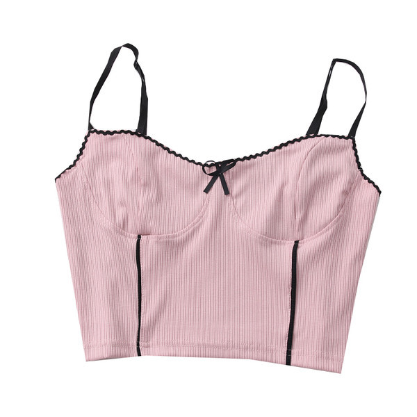 Maieu casual de damă, cu bretele subțiri și panglică