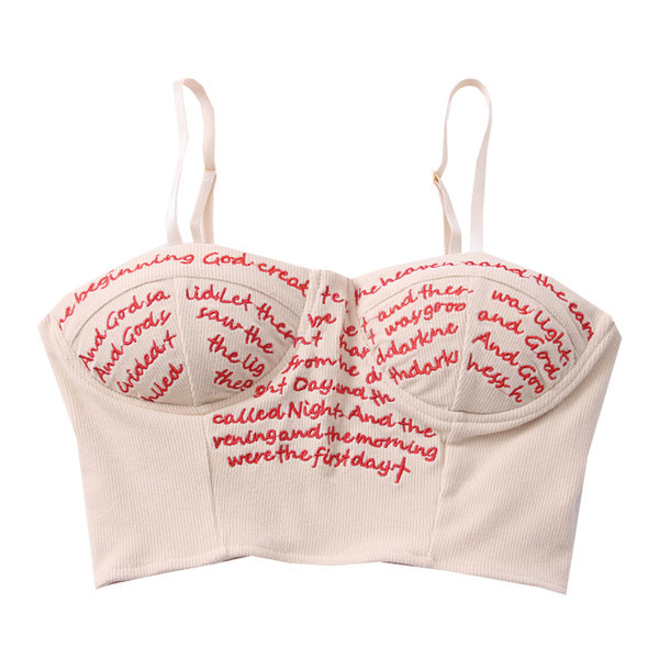 Maiou de damă scurt model nou cu inscripție și bretele subțiri