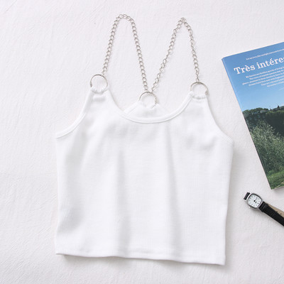 Casual γυναικείο αμάνικο με λεπτά τιραντάκια και στρογγυλή λαιμόκοψη