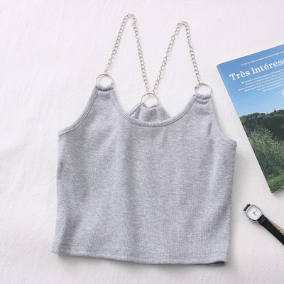 Casual γυναικείο αμάνικο με λεπτά τιραντάκια και στρογγυλή λαιμόκοψη