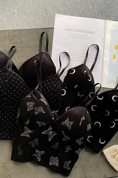 Top de damă din catifea cu bretele subțiri