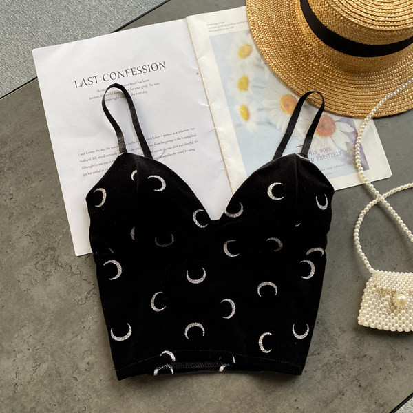 Top de damă din catifea cu bretele subțiri