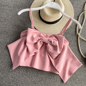 Top de dama cu panglica si bretele subtiri