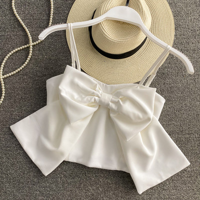 Top de dama cu panglica si bretele subtiri