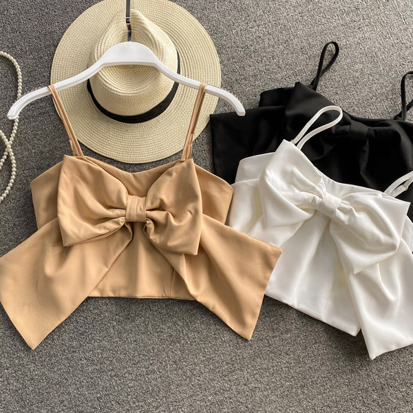 Top de dama cu panglica si bretele subtiri