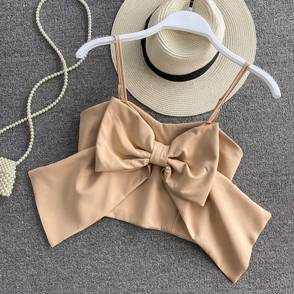Top de dama cu panglica si bretele subtiri