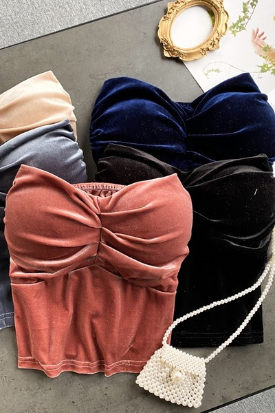 Bustiera de dama din catifea cu elastic