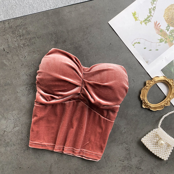 Bustiera de dama din catifea cu elastic