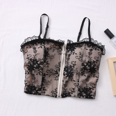 Moderni ženski bustier sa čipkom i patentnim zatvaračem u dvije boje