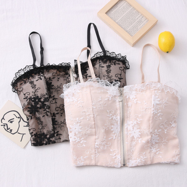 Moderni ženski bustier sa čipkom i patentnim zatvaračem u dvije boje