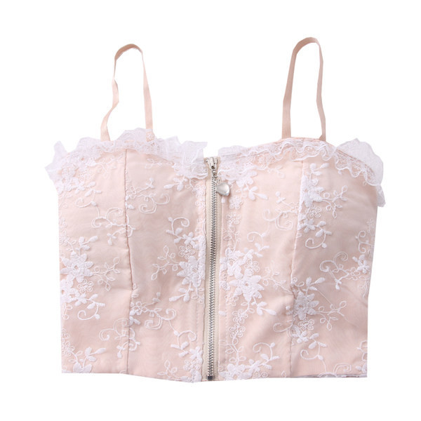 Moderni ženski bustier sa čipkom i patentnim zatvaračem u dvije boje