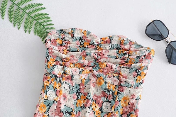 Bustieră scurtă, cu model floral