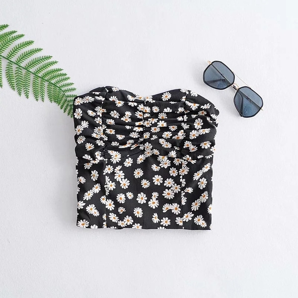 Bustieră scurtă, cu model floral