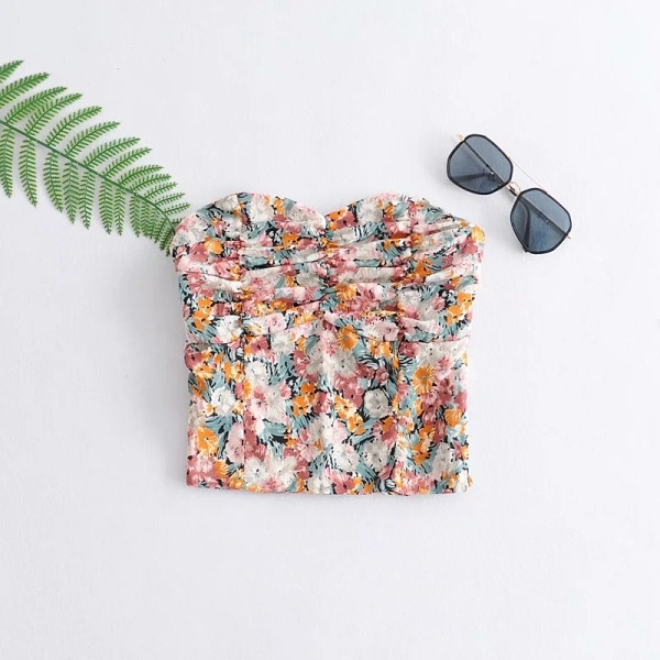 Bustieră scurtă, cu model floral