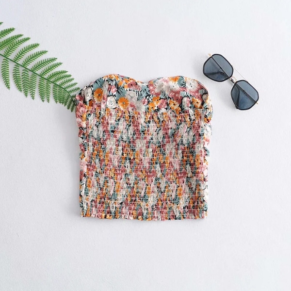 Bustieră scurtă, cu model floral