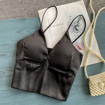 Top de dama scurt model nou cu bretele subtiri