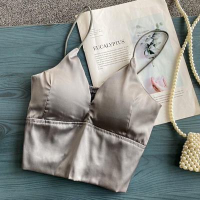 Top de dama scurt model nou cu bretele subtiri