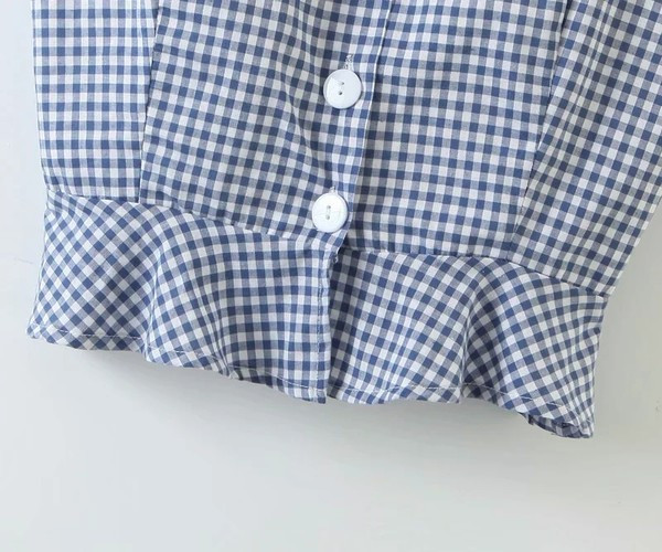 Bustieră scurtă în carouri cu nasturi