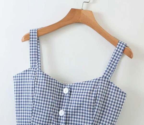 Bustieră scurtă în carouri cu nasturi