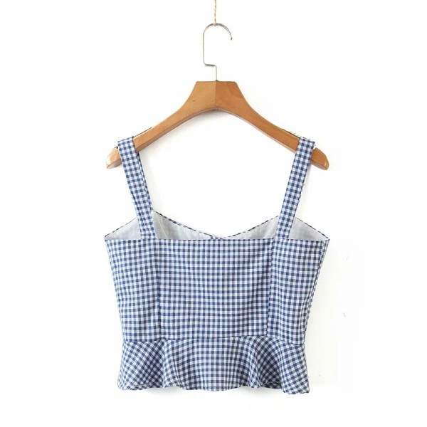 Bustieră scurtă în carouri cu nasturi