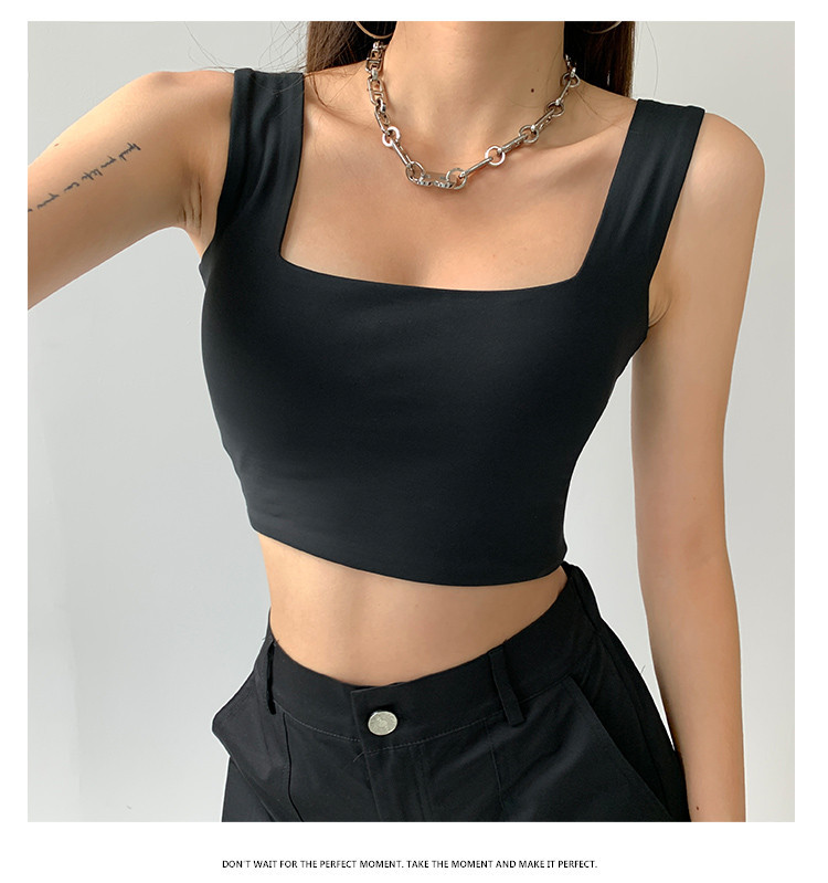 Bustiera scurta de dama cu bretele groase si decolteu patrat