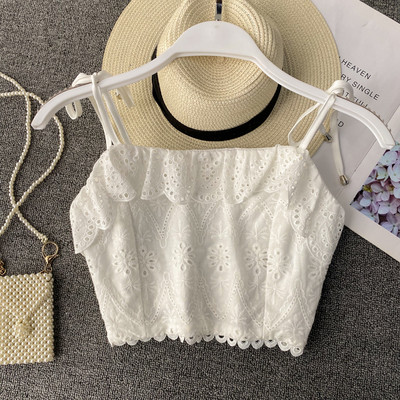 Top de damă cu bretele alb