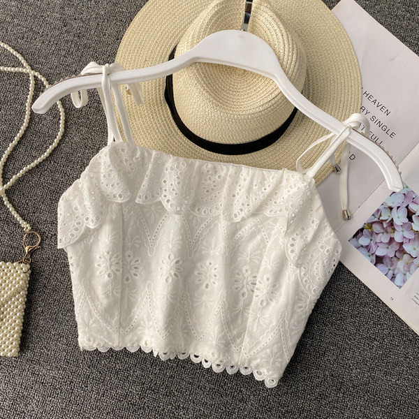 Top de damă cu bretele alb