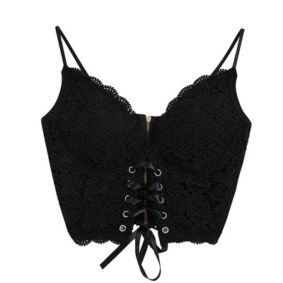 Bustiera dama din dantela cu cravate