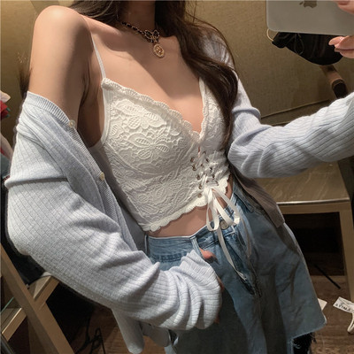 Bustiera dama din dantela cu cravate