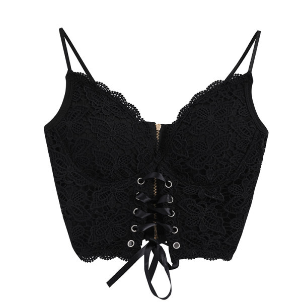 Bustiera dama din dantela cu cravate