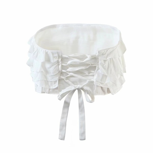 Bustiera scurta cu bucle in alb