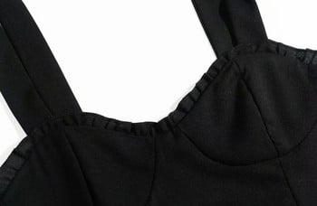 Κοντό bustier με γραβάτες σε μαύρο χρώμα