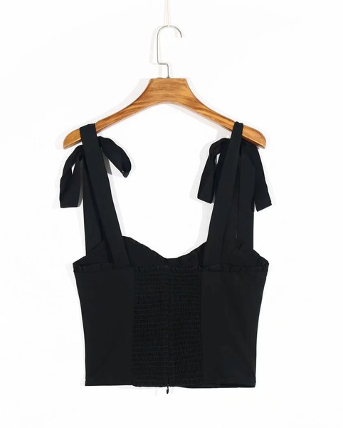 Bustieră scurtă, cu cravate în negru