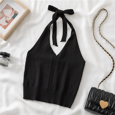 Ženska ležerna majica bez rukava s vezama i špic izrezom