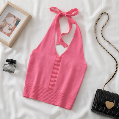 Ženska ležerna majica bez rukava s vezama i špic izrezom