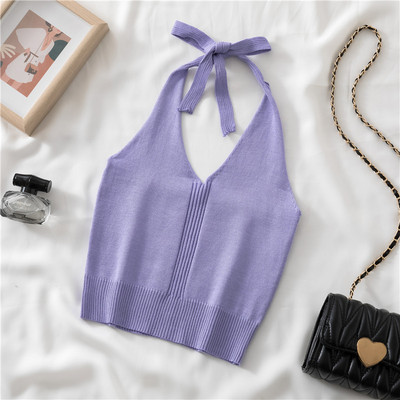 Ženska ležerna majica bez rukava s vezama i špic izrezom