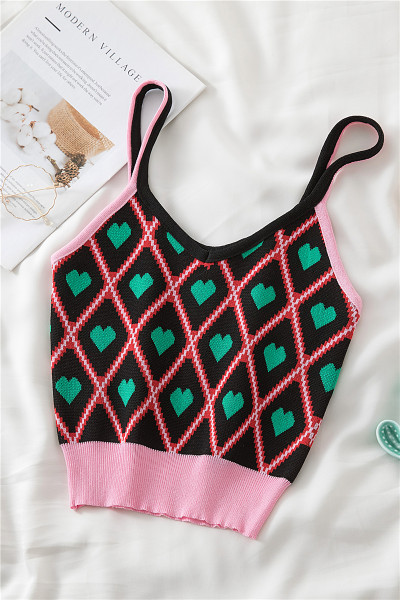 Maieu colorat de damă, cu bretele subțiri și decolteu spitz