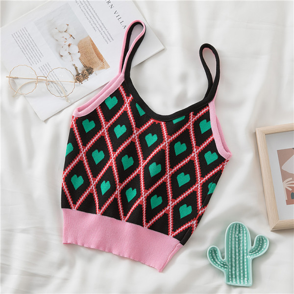 Maieu colorat de damă, cu bretele subțiri și decolteu spitz