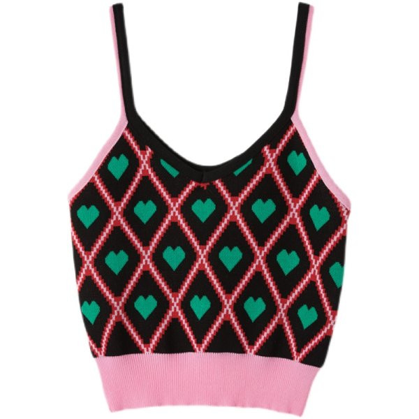 Maieu colorat de damă, cu bretele subțiri și decolteu spitz