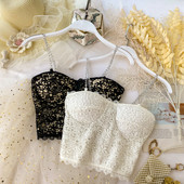 Štýlové dámske tielko s kovovými ramienkami