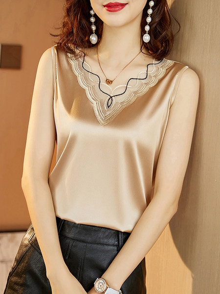 Top de damă din satin model nou cu decolteu spitz