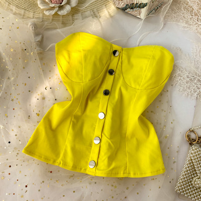 Moderni ženski jednobojni bustier na gumbe