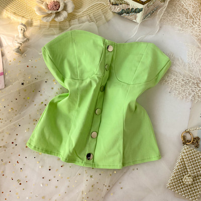 Moderni ženski jednobojni bustier na gumbe