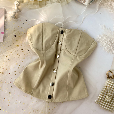 Moderni ženski jednobojni bustier na gumbe