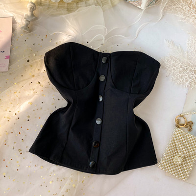 Moderni ženski jednobojni bustier na gumbe