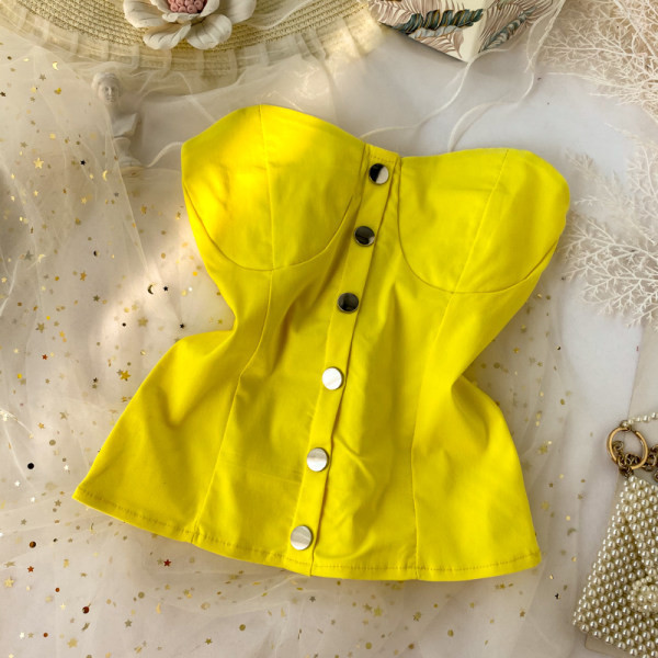 Moderni ženski jednobojni bustier na gumbe