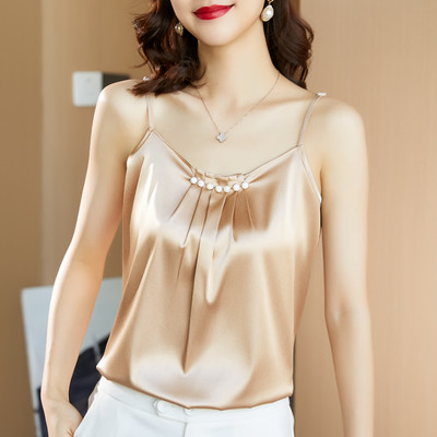 Νέο γυναικείο αμάνικο μπλουζάκι με λεπτά τιραντάκια και διακοσμητικές πέτρες σε διάφορα χρώματα