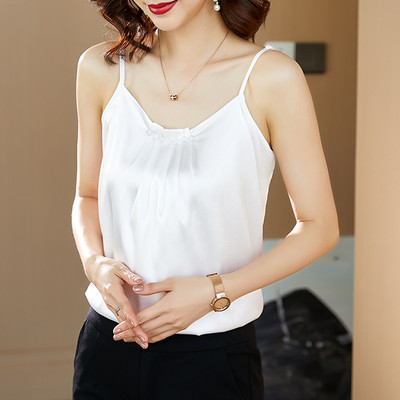 Νέο γυναικείο αμάνικο μπλουζάκι με λεπτά τιραντάκια και διακοσμητικές πέτρες σε διάφορα χρώματα