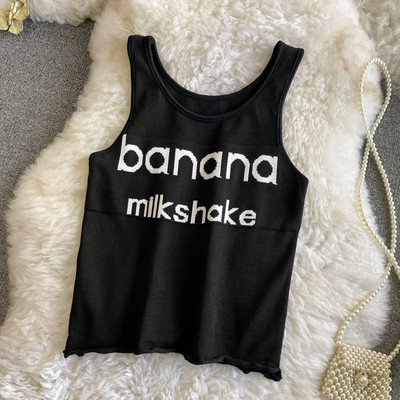 Maieu de damă cu inscripție și bretele largi